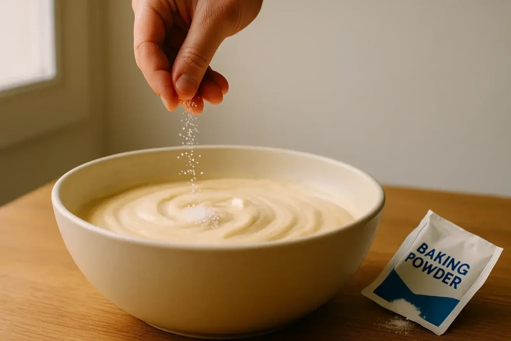 Dodavanje soli i praška za pecivo za balans i podizanje fila